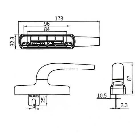 Алюминиевая оконная ручка CZH66