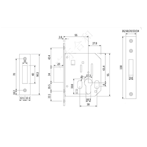 Корпус дверного замка 55 серия